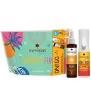Messinian Spa Promo Protection & Moisturizing Face & Body Spray Spf30, 100ml & On The go Sunscreen Body, Hair & Face Spray Spf20, 90ml - Слънцезащитен крем за лице и тяло с висока степен на защита и хидратация с кисело мляко и морков и средна степен на защита за коса, тяло и лице Messinian Spa Promo Protection & Moisturizing Face & Body Spray Spf30, 100ml & On The go Sunscreen Body, Hair & Face Spray Spf20, 90ml - Слънцезащитен крем за лице и тяло с висока степен на защита и хидратация с кисело мляко и морков и средна степен на защита за коса, тяло и лице