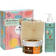 Messinian Spa Promo Multi Action Slimming & Firming Body Shaper 250ml & Apricot & Mango Sugar Body Scrub 250ml & Подаръчна гъба от естествена луфа от Калимнос - Крем за отслабване с натурален кофеин за стягане на кожата и тялото. Ексфолиант за хидратиране и тонизиране на суха кожа с плодов аромат Messinian Spa Promo Multi Action Slimming & Firming Body Shaper 250ml & Apricot & Mango Sugar Body Scrub 250ml & Подаръчна гъба от естествена луфа от Калимнос - Крем за отслабване с натурален кофеин за стягане на кожата и тялото. Ексфолиант за хидратиране и тонизиране на суха кожа с плодов аромат