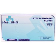 Medi World Poweder Free Latex Disposable Gloves 100 бр - Medium - Латексови ръкавици за еднократна употреба без пудра, нестерилни Medi World Poweder Free Latex Disposable Gloves 100 бр - Medium - Латексови ръкавици за еднократна употреба без пудра, нестерилни