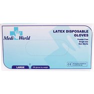 Medi World Poweder Free Latex Disposable Gloves 100 бр - Large - Латексови ръкавици за еднократна употреба без пудра, нестерилни Medi World Poweder Free Latex Disposable Gloves 100 бр - Large - Латексови ръкавици за еднократна употреба без пудра, нестерилни