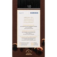 Korres Argan Oil Безамонячна боя за коса 1 брой - 1.0 Natural Black - Перманентна боя с технология Pigment-Lock, която фиксира цвета Korres Argan Oil Безамонячна боя за коса 1 брой - 1.0 Natural Black - Перманентна боя с технология Pigment-Lock, която фиксира цвета