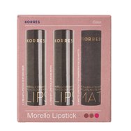 Korres Promo Morello Creamy Lipstick Νο23 Nature Purple &No34 Mocha Brown 2 X 3.5gr &Matte Lipstick No75 Strawberry Fields 3.5gr
