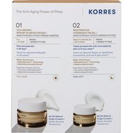 Korres Promo White Pine Volumizing Serum in Moisturizer Day Cream 40ml & Подарък Restorative Overnight Facial Night Cream 15ml