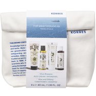 Korres Promo Travel Size Pure Greek Olive Body Milk Olive Blossom 40ml & Shower Gel 40ml & Aloe & Dittany Normal Hair Shampoo 40ml & Conditioner 40ml