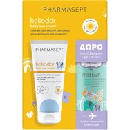 Pharmasept Promo Heliodor Baby Sun Cream Spf50, 100ml & Baby Care Mild Bath 100ml - Бебешки слънцезащитен крем с висока защита за лице и тяло и нежен бебешки душ гел за ежедневна употреба за тяло и коса Pharmasept Promo Heliodor Baby Sun Cream Spf50, 100ml & Baby Care Mild Bath 100ml - Бебешки слънцезащитен крем с висока защита за лице и тяло и нежен бебешки душ гел за ежедневна употреба за тяло и коса