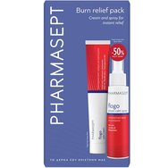 Pharmasept Promo Flogo Calm Cream 50ml & Instant Calm Spray Специализиран крем за незабавно успокояване при изгаряния & спрей за лице & тяло за облекчаване на раздразнения & изгаряния 100ml