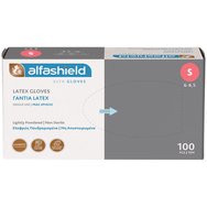 AlfaShield Latex Gloves 100 бр - Small - Ръкавици за преглед, леко напудрени, нестерилни