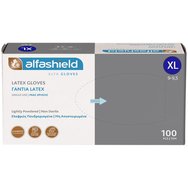 AlfaShield Latex Gloves 100 бр - Extra Large - Ръкавици за преглед, леко напудрени, нестерилни AlfaShield Latex Gloves 100 бр - Extra Large - Ръкавици за преглед, леко напудрени, нестерилни