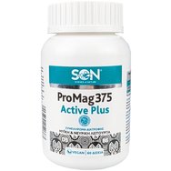 Son ProMag 375 Active Plus Хранителна добавка с магнезий, витамин B6 и D3 за нормална функция на нервната система, енергия и силна имунна система 60tabs
