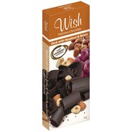 Wish Delicious Dark Chocolate with Hazelnut & Raisin 75g - Автентичен здравен шоколад с лешници и стафиди без добавена захар Wish Delicious Dark Chocolate with Hazelnut & Raisin 75g - Автентичен здравен шоколад с лешници и стафиди без добавена захар