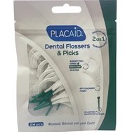 Plac Aid Waxed Mint Dental Flossers & Picks - 24 Τεμάχια - Οδοντικό Ανθεκτικό Νήμα με Γεύση Μέντα & Ελαστική Οδοντογλυφίδα 2 σε 1