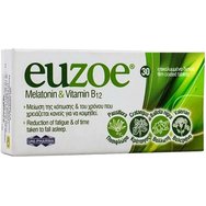 Uni-Pharma Euzoe Melatonin & Vitamin B12 Хранителна добавка с мелатонин, витамин B12 & екстракти от различни билки, които благоприятстват по-бързия & по-дълбок спокоен сън 30tabs