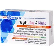 Viogenesis VagiFit Day & Night Хранителна добавка със смес от пробиотици & бирена мая за подпомагане на женския микробиом на червата & интимната зона 60veg.caps (30veg.caps Day & 30veg.caps Night)