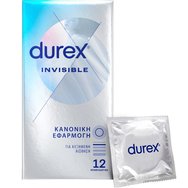 Durex Invisible Regular Fit Ultra Thin Condoms 12 бр - Презервативи с ултратънък дизайн със стандартна форма за несравнимо удоволствие