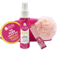Aloe Colors Promo The Pure Bag Hair & Body Mist 100ml & Lip Oil Charm 5ml & Подарък торбичка 1 бр - Хидратиращ спрей за коса и тяло с пудрен аромат и хидратиращо масло за устни, което придава блясък