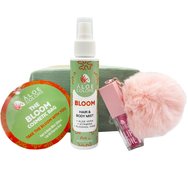 Aloe Colors Promo The Bloom Cosmetic Bag Hair & Body Mist 100ml & Lip Oil Charm 5ml & Подарък торбичка 1 бр - Хидратиращ спрей за коса и тяло със свеж флорален аромат и хидратиращо масло за устни, което придава блясък