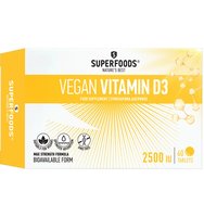 Superfoods Vegan Vitamin D3 2500 IU Хранителна добавка с витамин D3, подходяща за вегани & за поддържане на нормалната функция на имунната система, костите & мускулите 60tabs