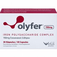 Virtus Pharma Olyfer Хранителна Добавка с Желязо под Формата на Полизахарид, което не Причинява Стомашно-Чревен Дискомфорт за Справяне с Анемията & Умората 30caps