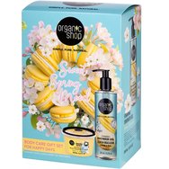 Organic Shop Promo Sweet Spring Mood Gentle Care White Sugar Body Scrub 250ml & Lemon Macaron Firming Shower Gel 280ml