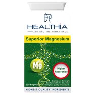 Healthia Superior Magnesium Higher Absorption 125mg 120caps - Хранителна добавка с високо бионаличен магнезий и витамин B6 за мигрена, главоболие и функциониране на нервната система