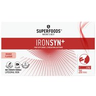 Superfoods Ironsyn+ 20 Sticks - Хранителна добавка от липозомно желязо, витамини и пробиотици за лечение на железен дефицит срещу умора и отпадналост с вкус на портокал Superfoods Ironsyn+ 20 Sticks - Хранителна добавка от липозомно желязо, витамини и пробиотици за лечение на железен дефицит срещу умора и отпадналост с вкус на портокал