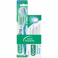 Gum Sunstar Promo Original White Toothpaste 75ml & 563 Medium Toothbrush 1 брой - Светлосиньо - Паста за зъби за възстановяване на естествената белота на зъбите & четка за зъби със средна твърдост за естествено бели зъби всеки ден
