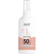 Naif Baby & Kids Mineral Sunscreen Spf50, Слънцезащитен спрей с висока защита за лице и тяло за бебета и деца с чувствителна кожа 100ml
