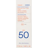 Korres Promo Sunscreen Face & Eyes Cream Spf50, 50ml & Подарък Foaming Cream Cleanser 20ml & Greek Yoghurt Serum 1.5ml & торбичка