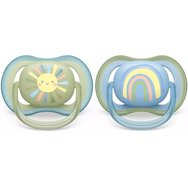Philips Avent Ultra Air Silicone Soother 0-6m Каки - Син 2 бр., Ref SCF085/58