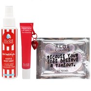Aloe Colors Promo Cosmetic Bag Strawberry Hair & Body Mist 100ml & Peptide With Sun Protection Lip Balm 15ml & Eye Patches 1 брой & Подарък Summer Mesh Bag & Подарък несесер 1 брой - Хидратиращ Mist за коса & тяло със съблазнителен аромат на ягода & Балсам за сухи & изтощени устни с аромат на ягода & Patches за очи за ревитализация & отпочинал вид
