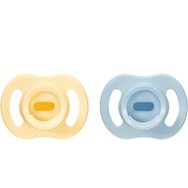 Tommee Tippee Ultrta Light Stay Put Orthodontic Silicone Soother 0-6m+, 2 бр - Жълто / светло синя - Ортодонтски силиконови залъгалки за перфектно прилягане и меко усещане