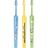 TePe Mini Extra Soft 0-6 Years Toothbrush 3 бр - светло синя/ Жълто/ Зелено - Детска четка за зъби с конична глава и много меки заоблени влакна TePe Mini Extra Soft 0-6 Years Toothbrush 3 бр - светло синя/ Жълто/ Зелено - Детска четка за зъби с конична глава и много меки заоблени влакна