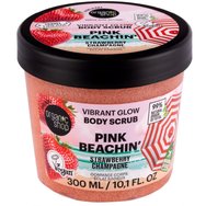 Organic Shop Vibrant Glow Pink Beachin' Fizzy Strawberry скраб за тяло с хидратиращ и ексфолиращ ефект с аромат на ягода за естествен блясък и свежест 300 ml Organic Shop Vibrant Glow Pink Beachin' Fizzy Strawberry скраб за тяло с хидратиращ и ексфолиращ ефект с аромат на ягода за естествен блясък и свежест 300 ml