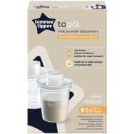 Tommee Tippee Stores Formula To Feed On The Go Milk Powder Dispensers 6 бр - Контейнери за съхранение на кърма на прах
