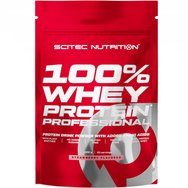 Scitec Nutrition 100% Whey Protein Professional Хранителна добавка с чист суроватъчен протеин, обогатен с аминокиселини 1000g - Strawberry