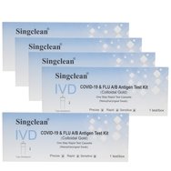 Singclean PROMO PACK IVD Covid-19 & Flu A / B Antigen Kit Rapid Self Test Cassette 5 бр - Тест за качествено откриване на антигени Covid-19 и грип тип A/B в назофарингеален тампон