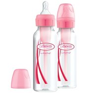 Dr. Brown\'s Опции Пластмасова бутилка против колики с тясно гърло 0m+, 2x250ml, код SB82305 - розова