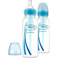 Dr. Brown\'s Опции Пластмасова бутилка против колики с тясно гърло 0m+, 2x250ml, код SB82405 - синя