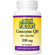 Natural Factors Coenzyme Q10 200mg Хранителна добавка с Коензим Q10 за добро здраве на сърдечно-съдовата система и енергия 60 Softgels