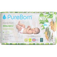 PureBorn Organic Bamboo Unisex Nappies New Born (up to 5 kg) 34 бр - Pineapple