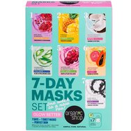 Organic Shop Promo Morning Shot Formula & Express Refresh & Peptide Perfection & Hyaluron Solution & Collagen Boost & Vitamin C & Sunday Essense Sheet Masks 7 Броя