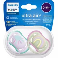 Philips Avent Ultra Air Silicone Soother 0-6m Люляк - Каки 2 бр., Код SCF085/59