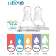 Dr. Brown\'s Natural Flow Options+ Level 4 Y-Cut Silicone Teat 9m+ 2 Парчета, Код 312