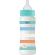 Chicco Well-Being Colors Boy Пластмасова бебешка бутилка с биберон Fast Flow 4m+, 330ml, Код 2863721