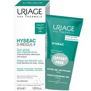 Uriage Promo Hyseac 3-Regul+ Anti-Blemish Global Care 40ml & Δώρο Anti-Blemish Cleansing Gel 50ml - Κρέμα Φροντίδας Κατά των Ατελειών για Λιπαρή με Τάση για Ατέλειες Επιδερμίδα & Τζελ Σώματος για Βαθύ Καθαρισμό Κατά των Κηλίδων
