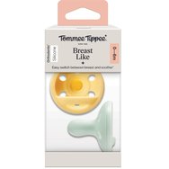 Tommee Tippee Breast Like Orthodontic Silicone Soother 0-6m+, 2 бр - Жълто / Тюркоаз - Ортодонтски силиконови биберони, които приличат на зърно Tommee Tippee Breast Like Orthodontic Silicone Soother 0-6m+, 2 бр - Жълто / Тюркоаз - Ортодонтски силиконови биберони, които приличат на зърно
