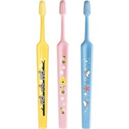 TePe Mini Extra Soft 0-6 Years Toothbrush 3 бр - Жълто/ Розово - Детска четка за зъби с конична глава и заоблени влакна