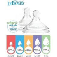 Dr. Brown\'s Natural Flow Options+ Level Y-Cut Silicone Teat 9m+, 2 бр, Код WNY201-ELX