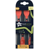 Tommee Tippee Heatsense Bacshield Soft Weaning Spoon 4m+ Бебешки лъжички с мек, гъвкав силикон с дълга дръжка и индикатор за топлина 4 бр
