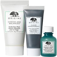 Origins Promo Serious Detox Set Checks And Balances Face Wash 30ml & Clear Improvement Face Mask 15ml & Super Spot Remover Blemish Treatment Gel 10ml